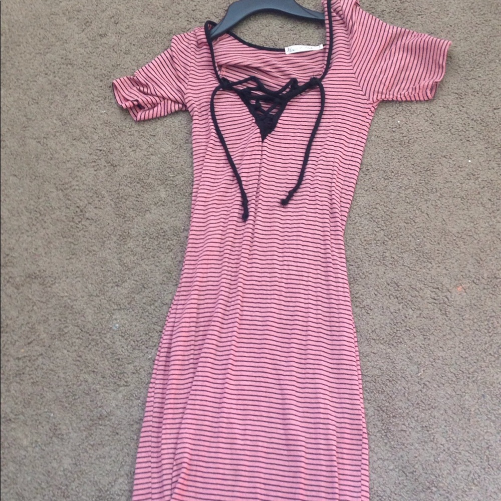 Pink and black dress